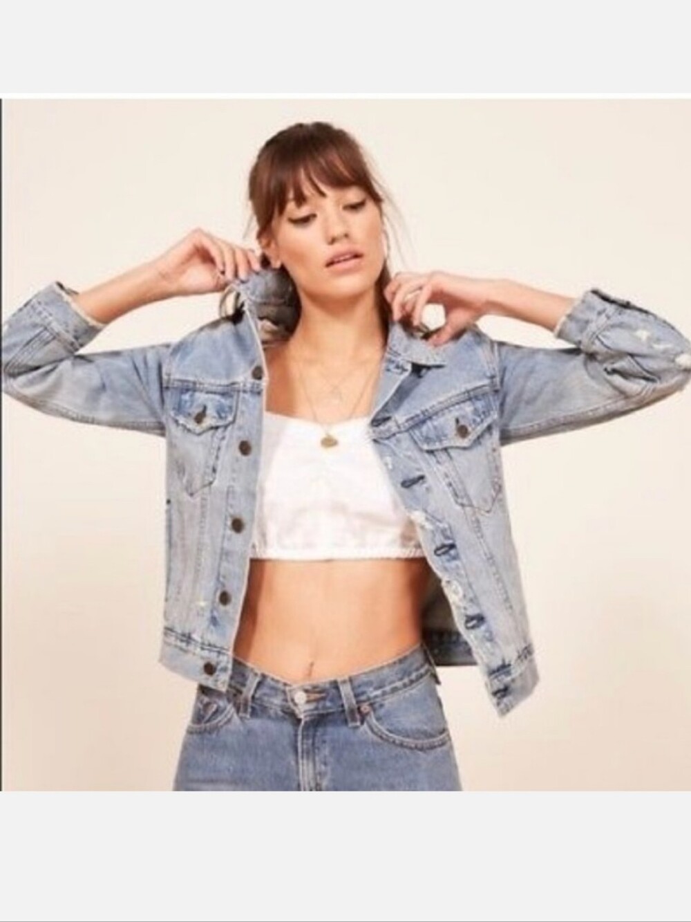 REFORMATION The Jean Jacket in Vintage Wash Sz XS Distressed